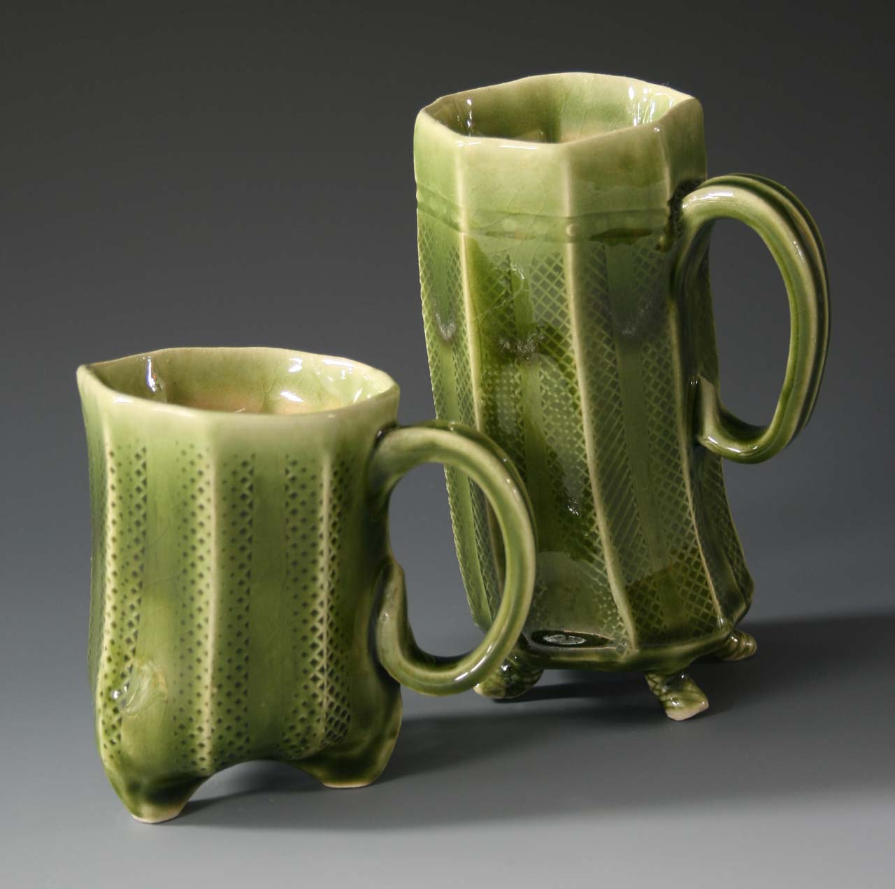 extruded clay mugs made in our handbuilding class
