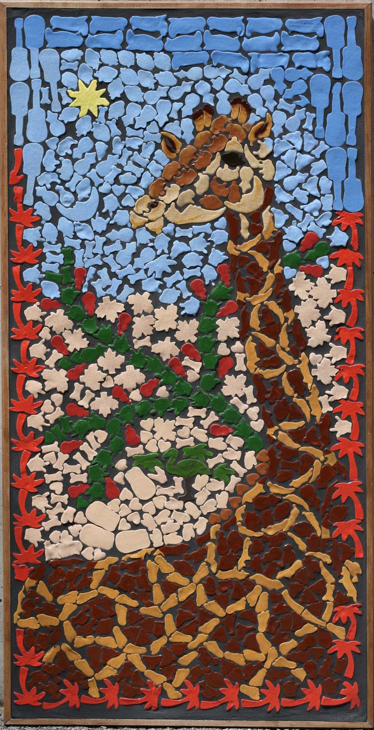 mosaic of giraffe made with St. Augustine School in Covington, KY