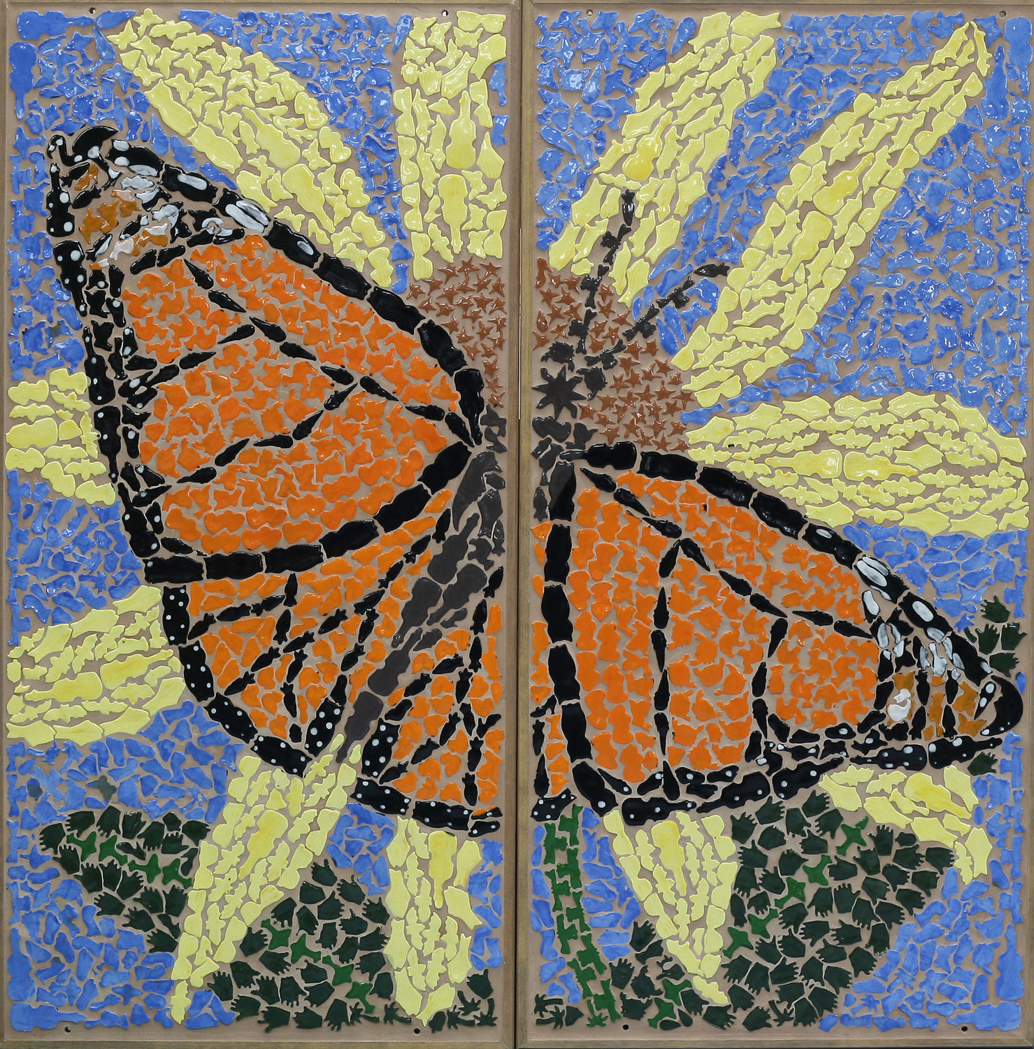 a two panel mosaic made with students from St. James the Greater in Cincinnati